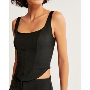 NWT Abercrombie & Fitch Black Sculpt Corset Tank Top Womens Large Square Neck